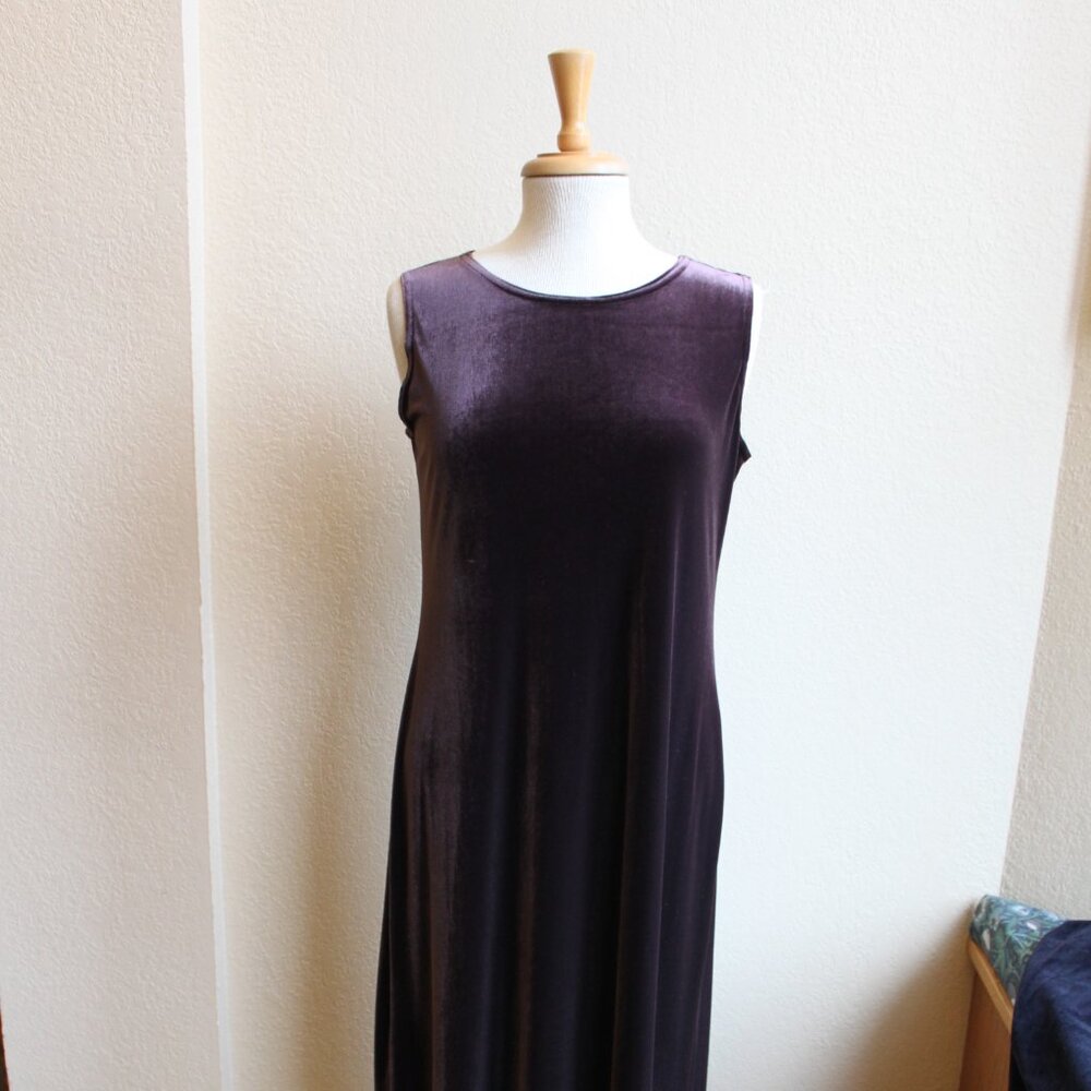 Dressing Clio Vintage 90's NWT Plum Purple Long Velour Velvet Dress S